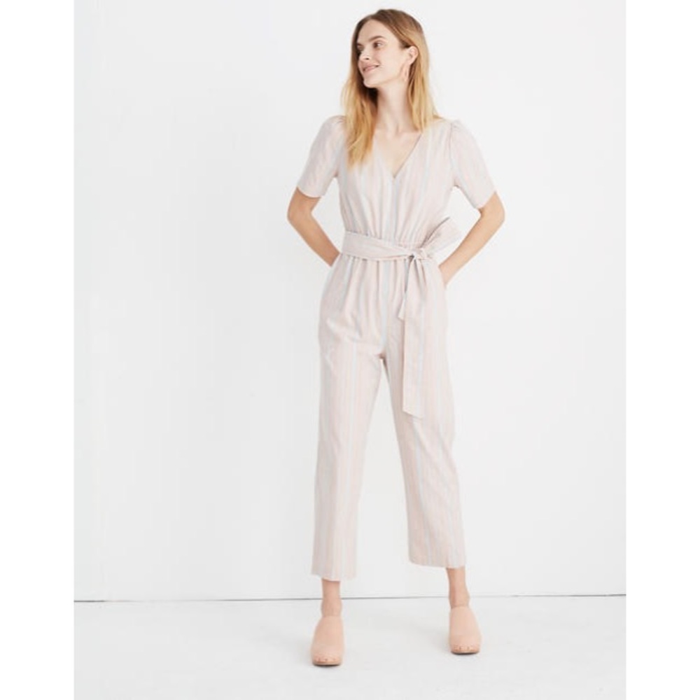 Madewell Pink Striped Jumpsuit